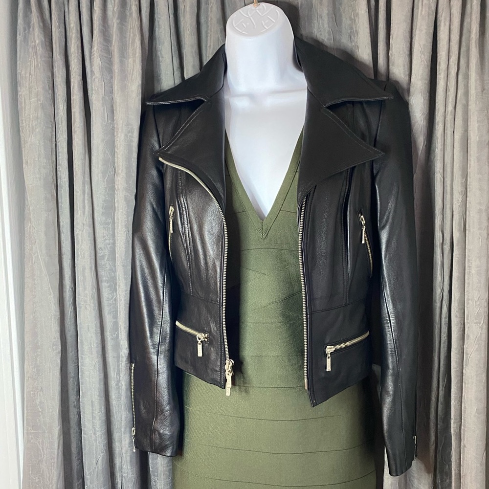 BEBE XS LEATHER BIKER STYLE JACKET